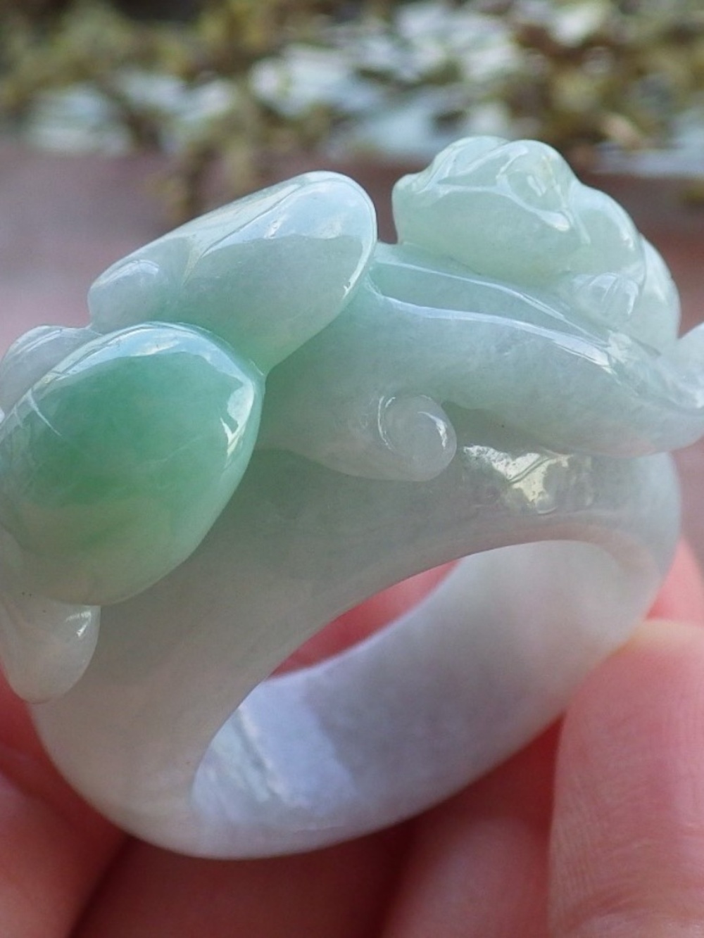 US 12 Certified Natural Myanmar Burma Grade A Jade Jadeite Frog Toad Ring